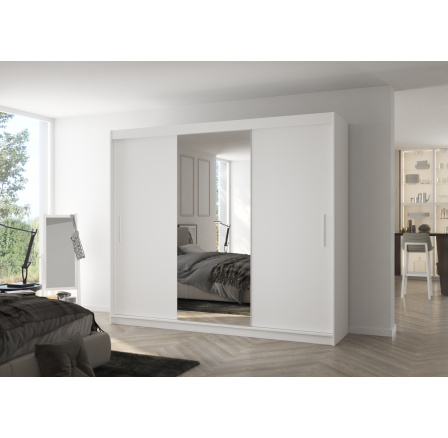 Posuvná skříň se zrcadlem DENIS 250 Bílá+Bílá