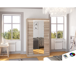 Posuvná skříň se zrcadlem a LED osvětlením SANTOS 120 Truffle+Truffle