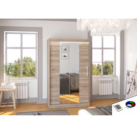 Posuvná skříň se zrcadlem a LED osvětlením SANTOS 120 Truffle+Truffle Posuvná skříň se zrcadlem a LED osvětlením SANTOS 120 Truffle+Truffle