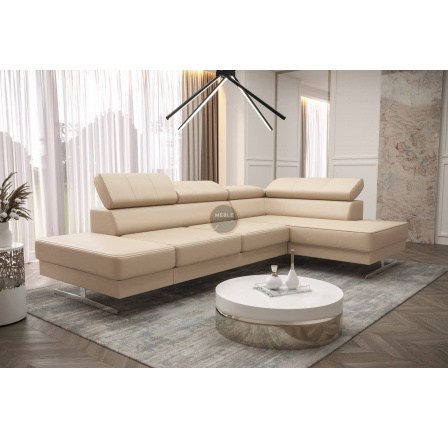 Rohová sedací souprava EMPORIO MINI 300x180 přírodní kůže - pravá, Béžová kůže
