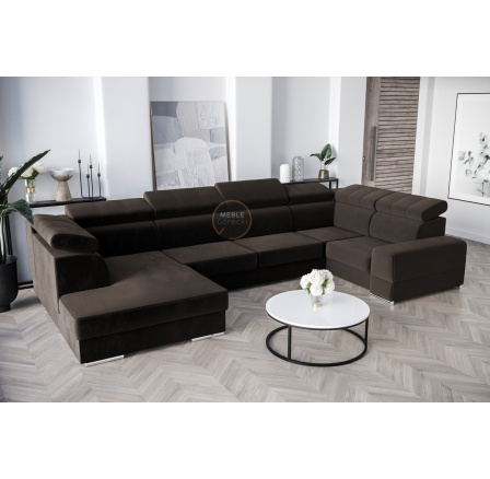 Rohová sedací souprava ROYAL MAX I 210x375x185 - hnědá , pravá