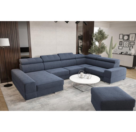 Rohová sedací souprava ROYAL MAX II průměr 230x375x185 - modrá , pravá