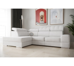 Rohová sedací souprava ROYAL I 260×185 - bílá eko kůže , levá