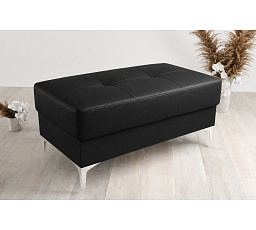 Puf ORION 100x55 cm přírodní kůže černá - rychlé odeslání