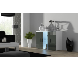 Komoda SOHO S-7, Bílá/Šedý Lesk