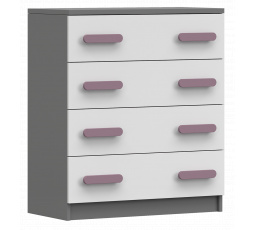 Komoda 4S SMYK II - 02, Šedá/Bílá/Vřes