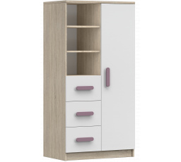 Regál 80 3S1D SMYK III - 05, Dub Sonoma/Bílá/Vřes