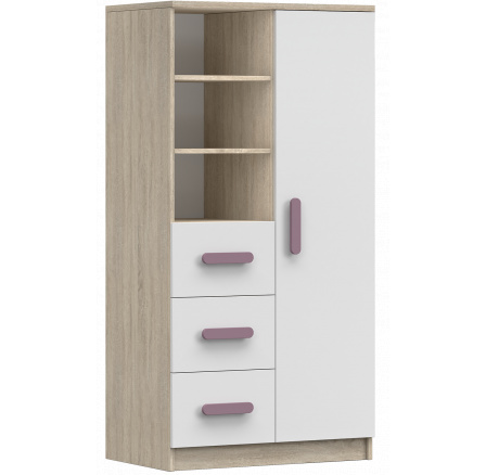 Regál 80 3S1D SMYK III - 05, Dub Sonoma/Bílá/Vřes