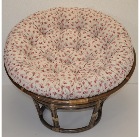 Ratanový papasan 100 cm hnědý polstr motiv růže