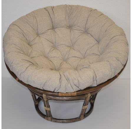 Ratanový papasan 100 cm hnědý polstr tmavě béžový melír