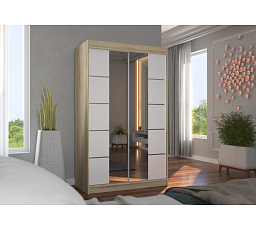 Posuvná skříň se zrcadlem GENUA 120 Sonoma+Bílá