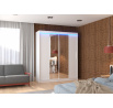 Posuvná skříň se zrcadlem a LED osvětlením DALLAS 180 Bílá+Bílá
