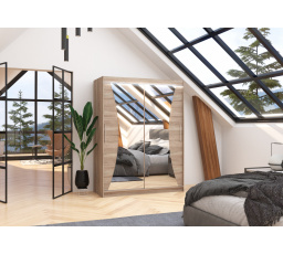 Šatní skříň s posuvnými dveřmi, zrcadlem a LED osvětlením MAX 150 Truffle+Truffle