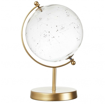 Dekorace skleněný glóbus Constellations zlatý