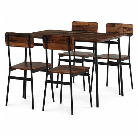 Jídelní set s 4 židlemi, 110x70x76cm, mdf, old wood, AUT-O2155 OLW2