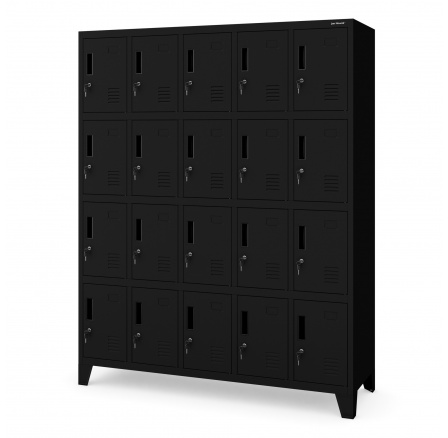 Černá Kovová bezpečnostní šatní skříňka: ROBERT 1360 x 1720 x 450 mm