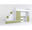 Vyvýšená postel PARADISE 5, Bílá Zelená mat