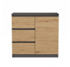 Komoda Malvína 1D3S, antracit/dub artisan