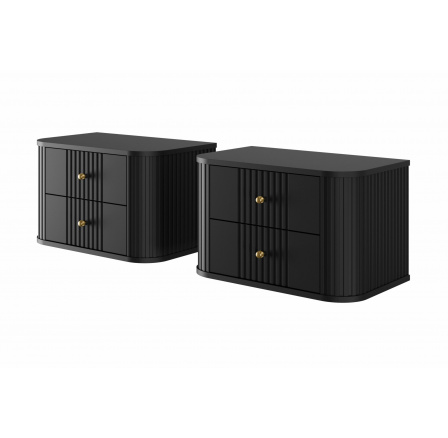 Sada závěsných nočních stolků VESPER, Černá/Zlaté úchyty