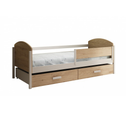 Dětská postel Kalia 200x90 s matrací Bílá+Dub