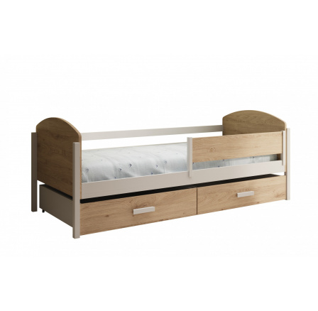Dětská postel Kalia 200x90 s matrací Bílá+Dub