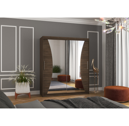 Posuvná skříň se zrcadlem CHARLOTTE 180 Choco+Choco