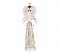 Anděl kovový s rolničkami - na postavení, vel. XL, bílý