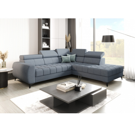 Rohová sedací souprava PORTO 225X255 cm - pravá, odstíny šedomodré