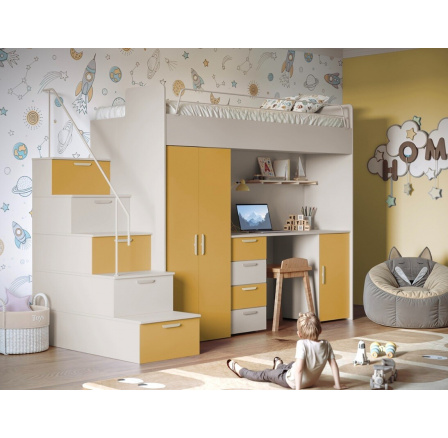 Patrová postel PARADISE 4S Kašmír Žlutá Curry mat Patrová postel PARADISE 4S Kašmír Žlutá Curry mat