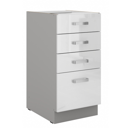 Dolní skřínka BIANCA - 40 D 4S BB, Šedá / Bílý lesk