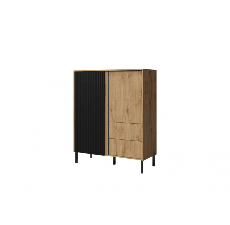 Komoda Michel R1 2d2s, dub/černé lamely