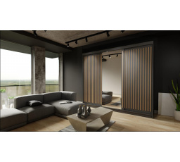 Šatní skříň RONY 250, Černá/dub wotan