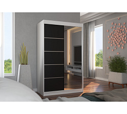 Posuvná skříň se zrcadlem NICEA 120 Bílá+Černá