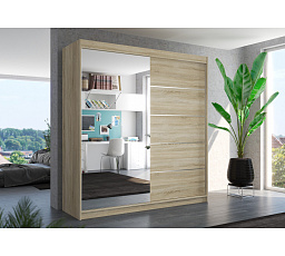 Posuvná skříň se zrcadlem OLIVER 200 Sonoma+Sonoma