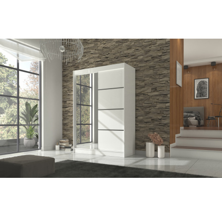 Posuvná skříň se zrcadlem GILTON 150 Bílá+Bílá