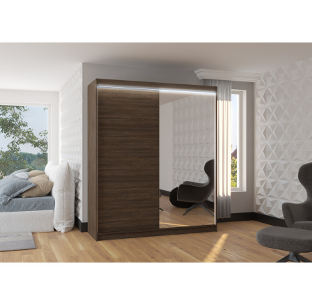 Posuvná skříň se zrcadlem a LED osvětlením VIKI 180 Choco+Choco Posuvná skříň se zrcadlem a LED osvětlením VIKI 180 Choco+Choco
