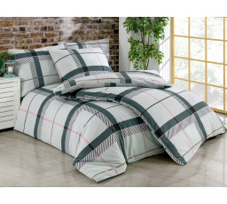 Povlečení bavlna 140x200, 70x90cm Tailor grey nitěný knoflík