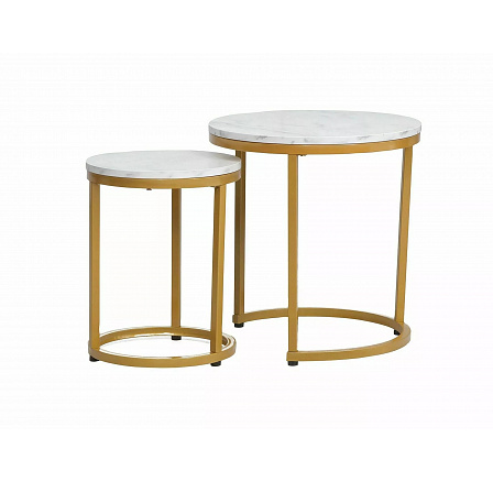 Konferenční stůl HOLA, efekt bílého mramoru/zlatá