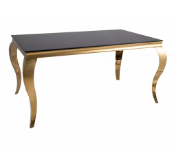 Jídelní stůl PRINCE, Černé sklo/Zlatá