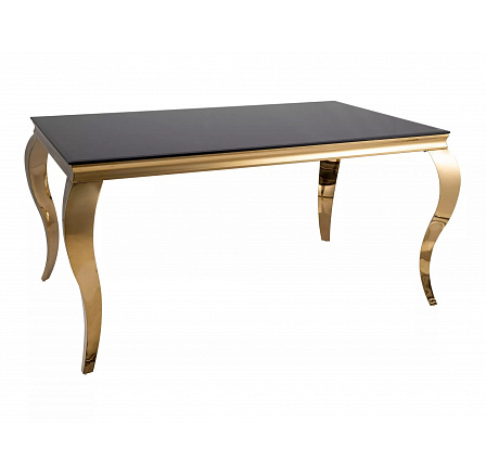 Jídelní stůl PRINCE, Černé sklo/Zlatá