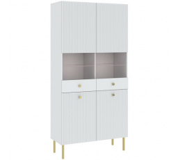 Vitrína VIENA 4D, Bílá/Zlatá