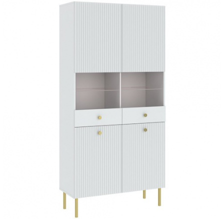 Vitrína VIENA 4D, Bílá/Zlatá