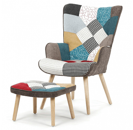 Relaxační křeslo, vícebarevná, látka, AK-305B PW2