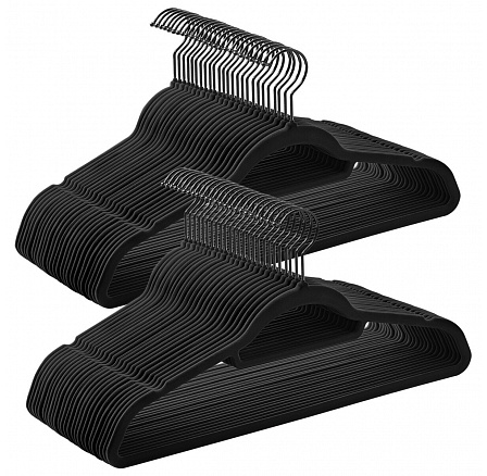 Sametová ramínka, plast, černá, ASR-E1021 BK