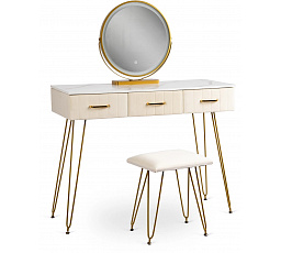 Toaletní stolek SANDY Krémová/Zlatá