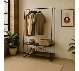 Věšák Do Předsíně JOEL 100 cm s Poličkami Dub Rustikální/Černý