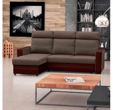 Rohová sedací souprava Maxim L tm.hnědá/EKO hnědá