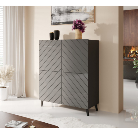 Komoda ABETO 100, matný grafit/lesklý grafit Komoda ABETO 100, matný grafit/lesklý grafit