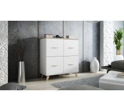 Komoda LOTTA 110 4D, Bílá/Dub sonoma