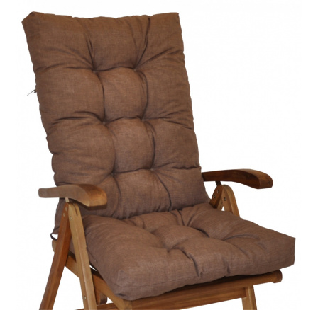 Polstr na teakové zahradní křeslo vysoké - látka hnědý melír Polstr na teakové zahradní křeslo vysoké - látka hnědý melír